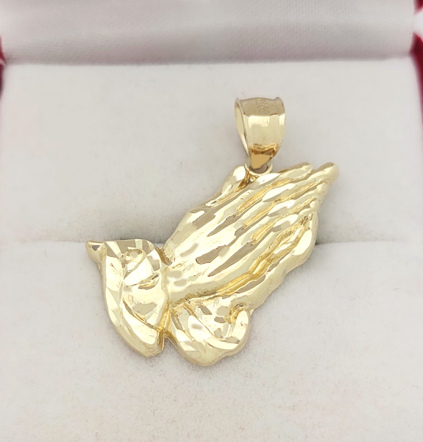 10k Yellow Gold Praying Hands Prayers Hands Pendant 1.1 in x 0.7 in - Stunu jewelry