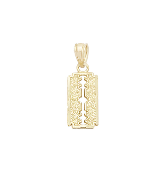 10K Yellow Gold Razor Blade Pendant – Barber Jewelry Necklace Charm, Men’s Hip Hop Street Style Gold Pendant