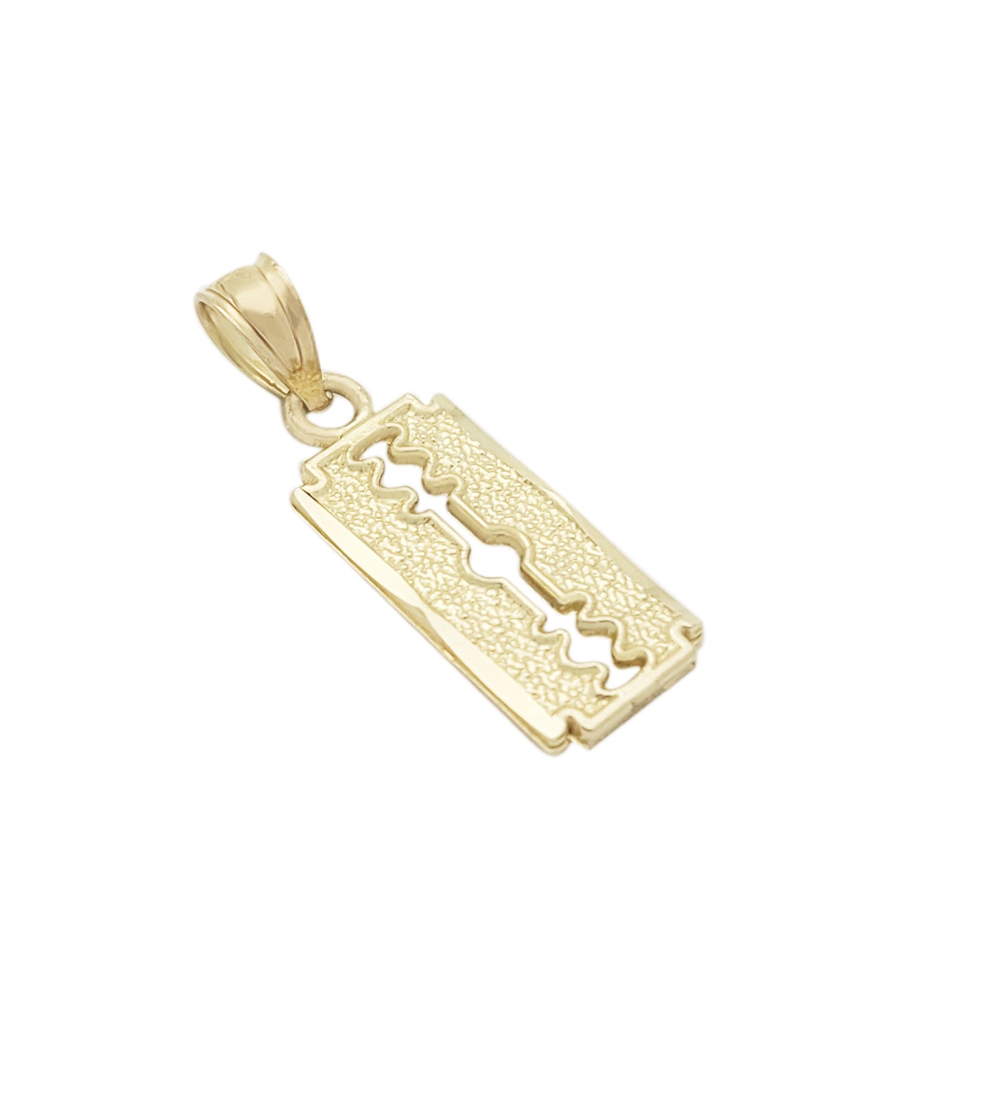 10K Yellow Gold Razor Blade Pendant – Barber Jewelry Necklace Charm, Men’s Hip Hop Street Style Gold Pendant