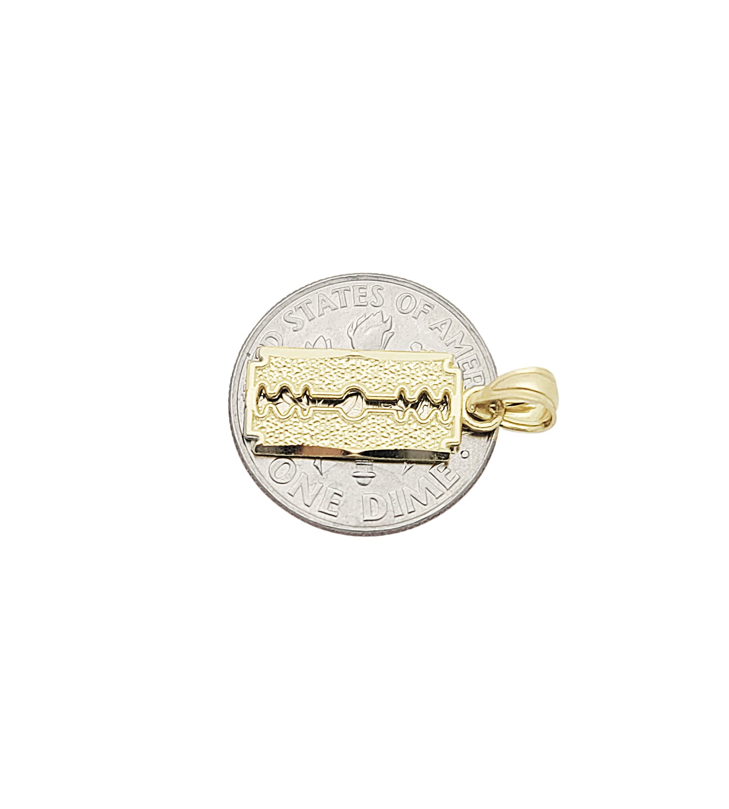 10K Yellow Gold Razor Blade Pendant – Barber Jewelry Necklace Charm, Men’s Hip Hop Street Style Gold Pendant