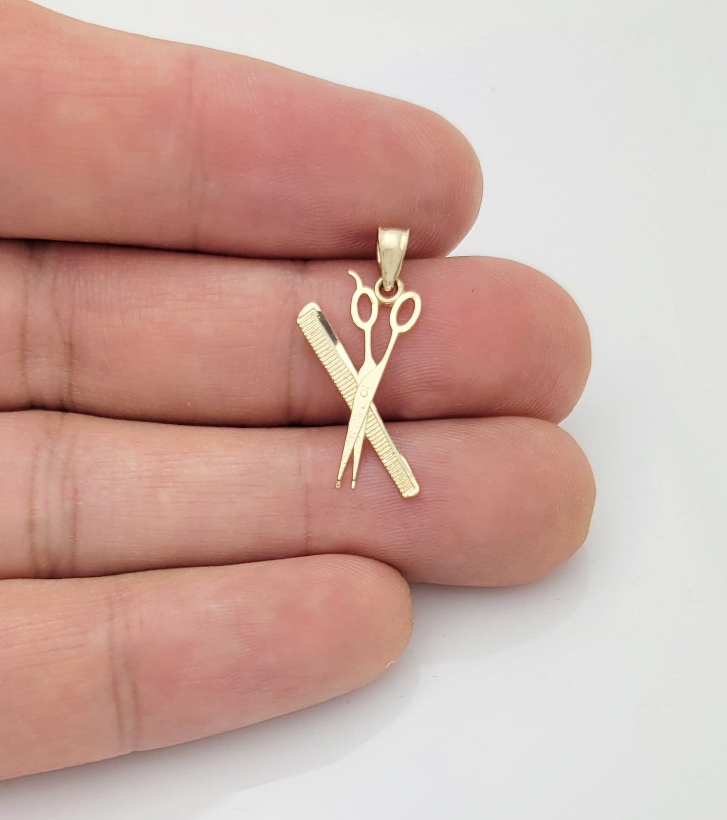 Gold Scissors & Comb Pendant Necklace Charm – Barber Hair Stylist Jewelry Gift, Unisex Hairdresser Symbol Pendant