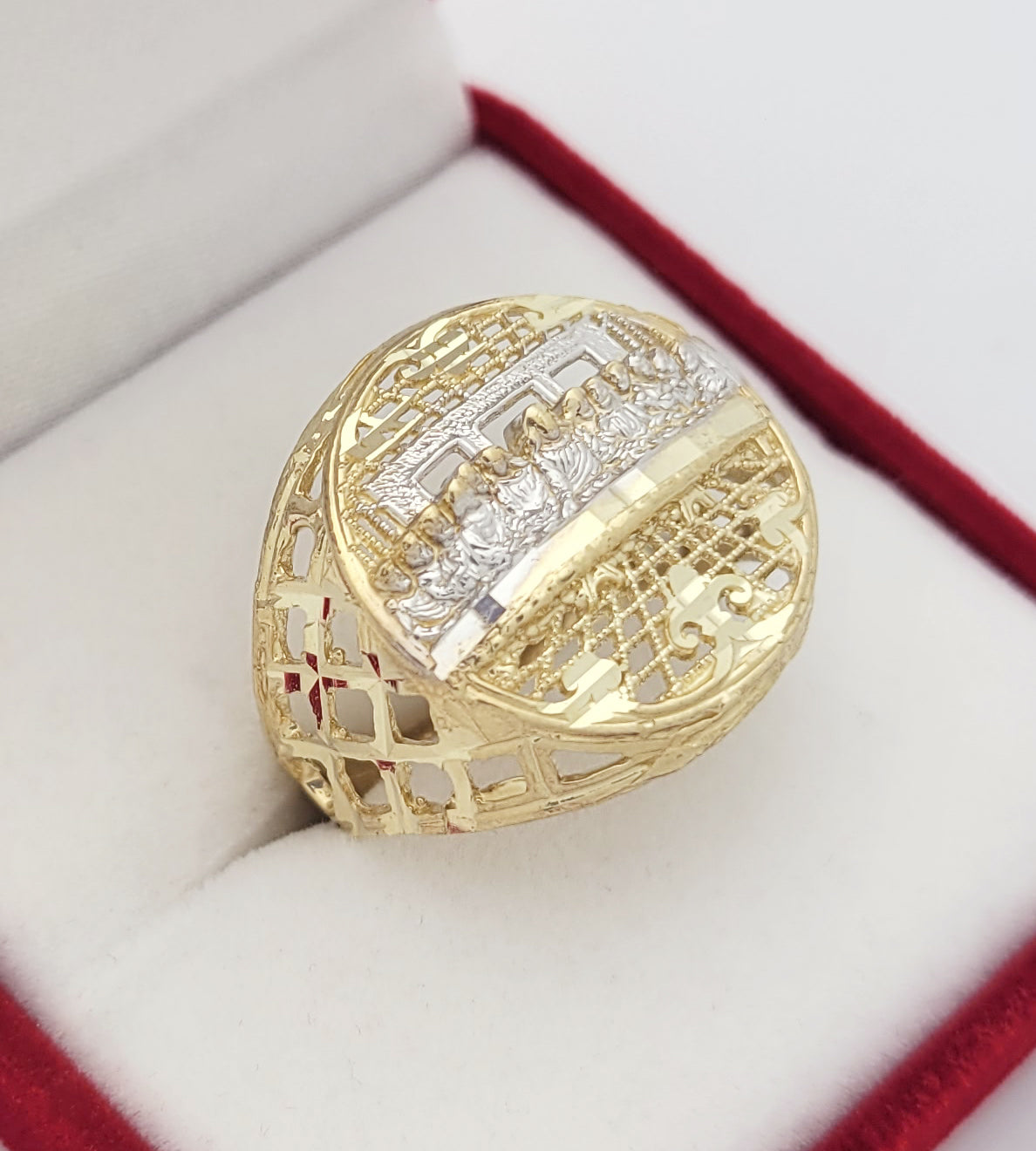 Men's 10K Yellow Gold Last Supper Ring Hip Hop Ring