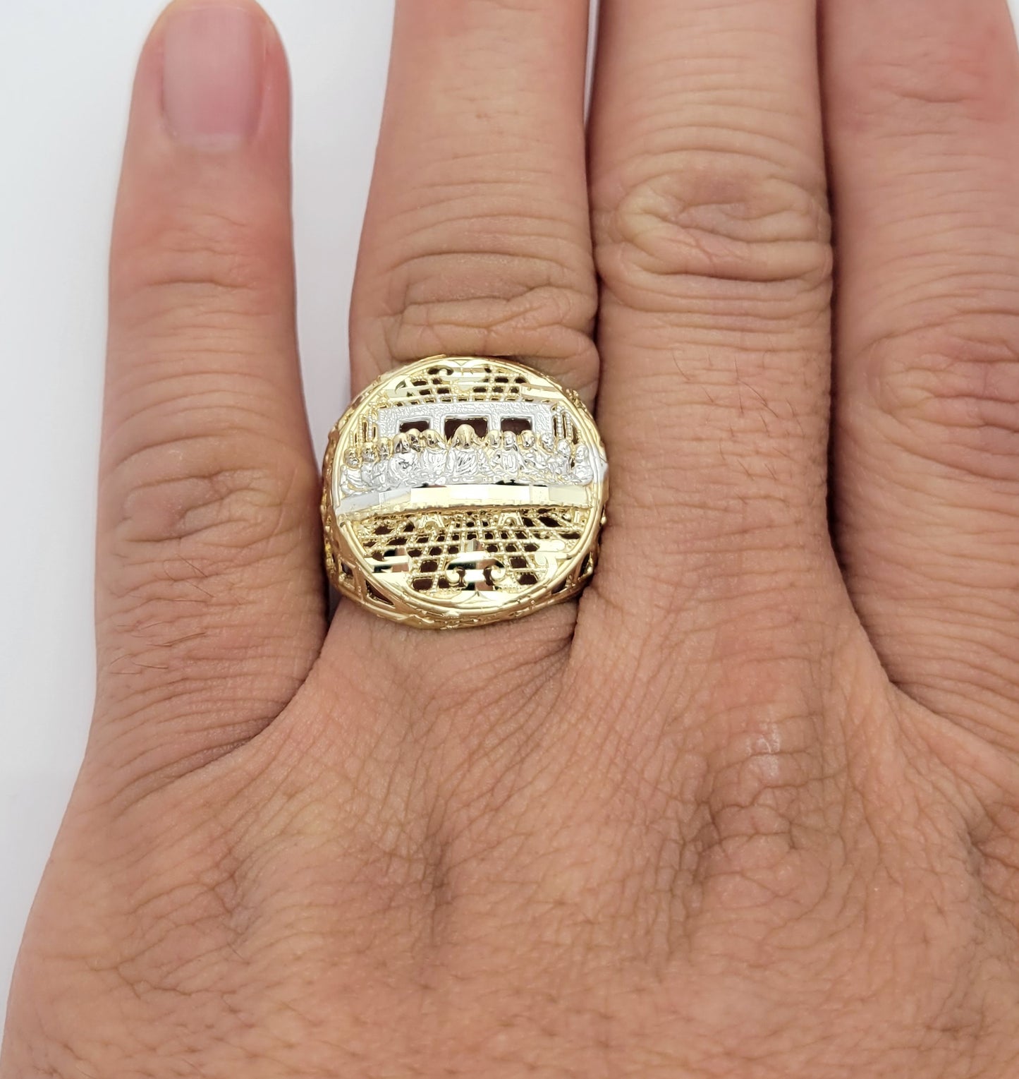Men's 10K Yellow Gold Last Supper Ring Hip Hop Ring