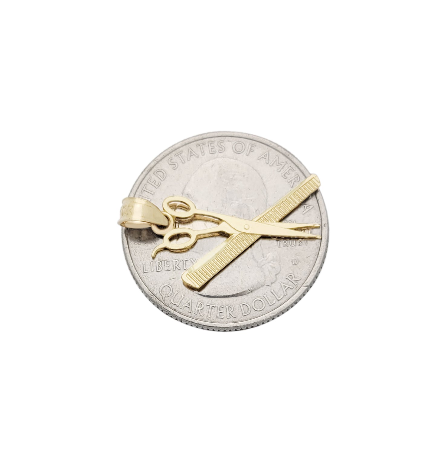 Gold Scissors & Comb Pendant Necklace Charm – Barber Hair Stylist Jewelry Gift, Unisex Hairdresser Symbol Pendant