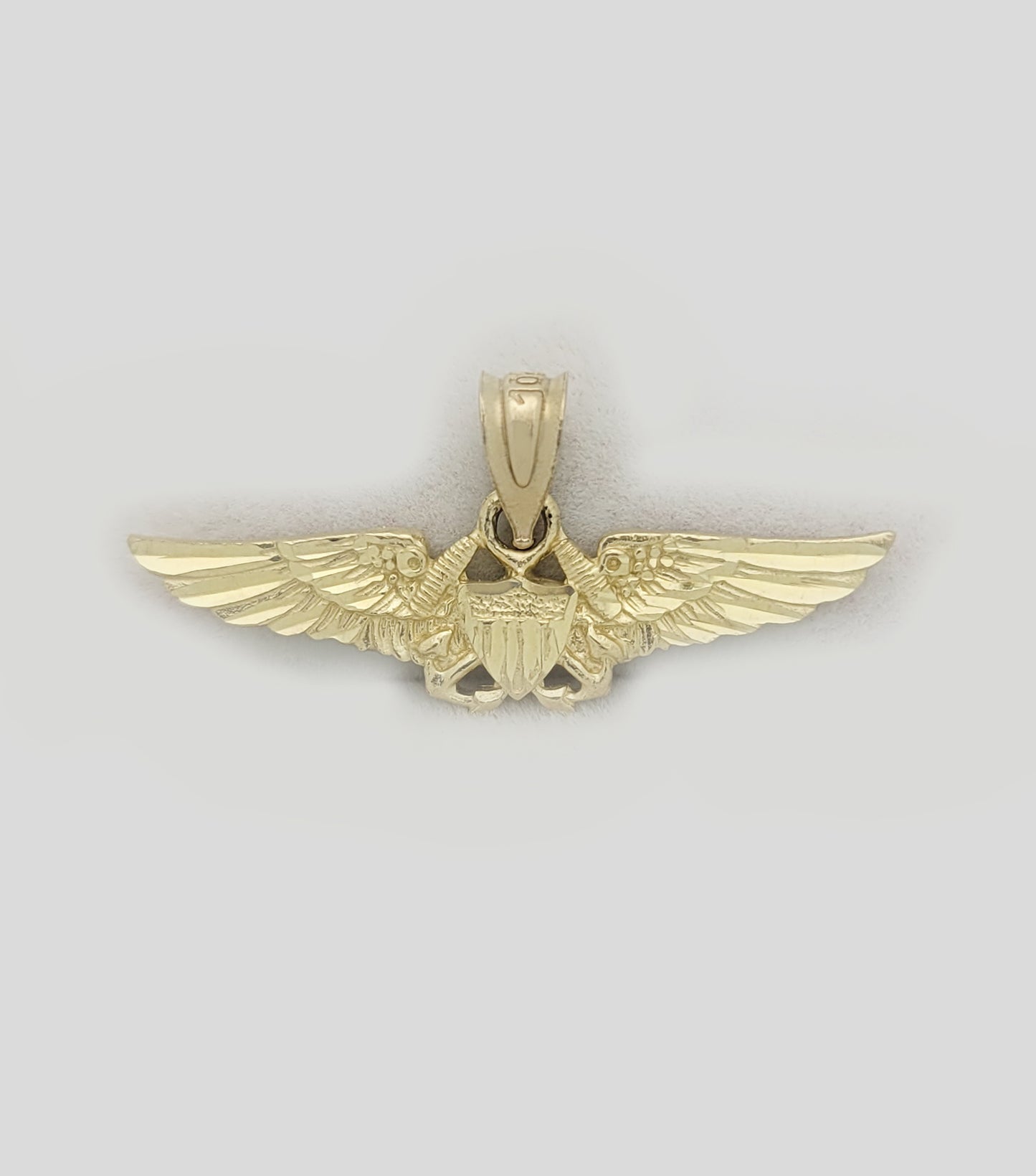 10K Yellow Gold Navy Flight Officer Wings Badge Pendant Naval Officer Charm