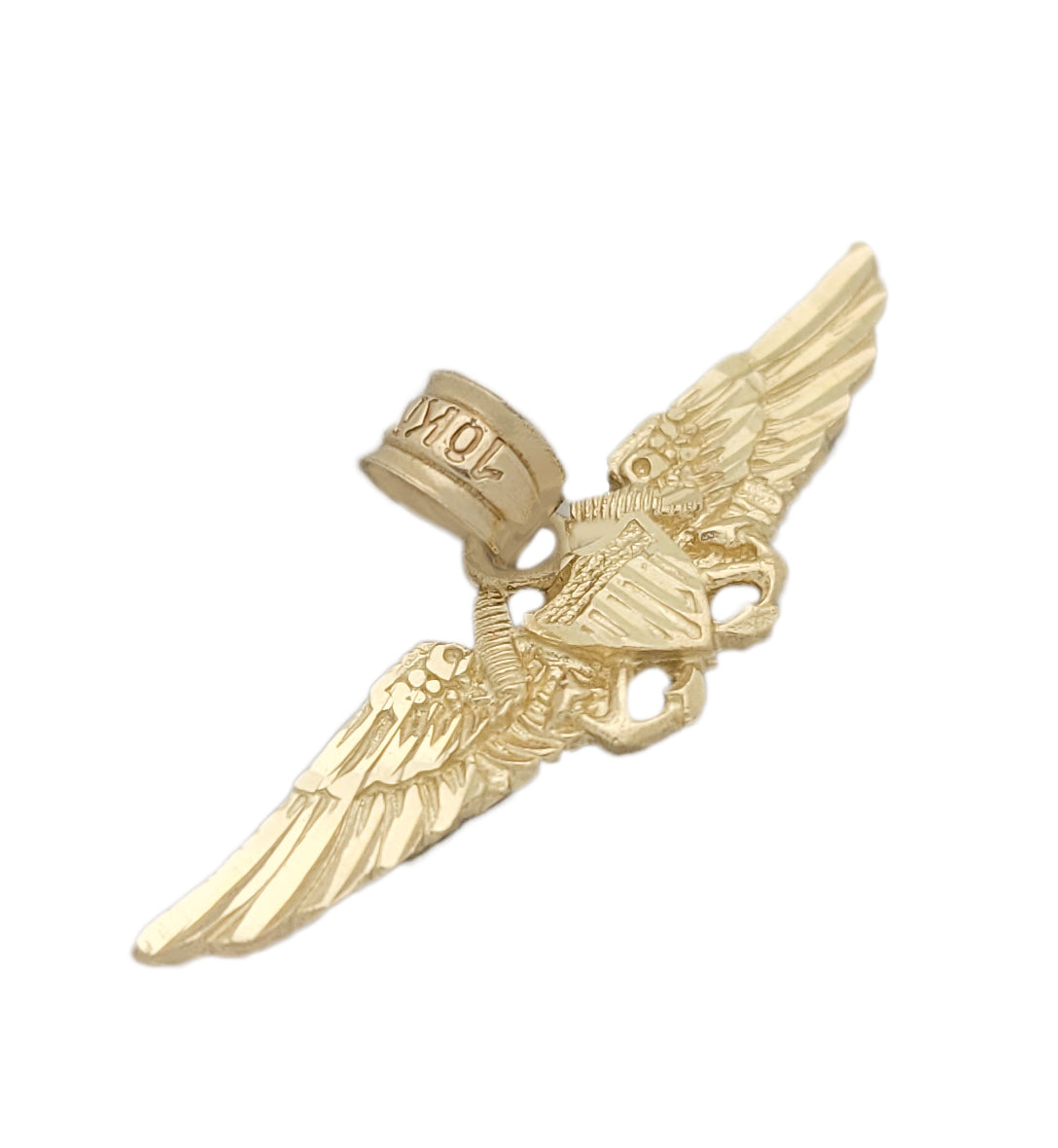 10K Yellow Gold Navy Flight Officer Wings Badge Pendant Naval Officer Charm