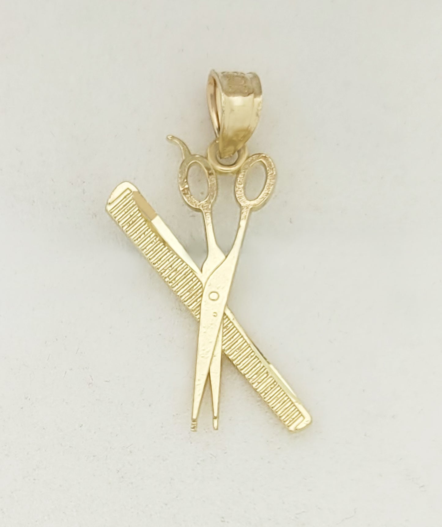Gold Scissors & Comb Pendant Necklace Charm – Barber Hair Stylist Jewelry Gift, Unisex Hairdresser Symbol Pendant