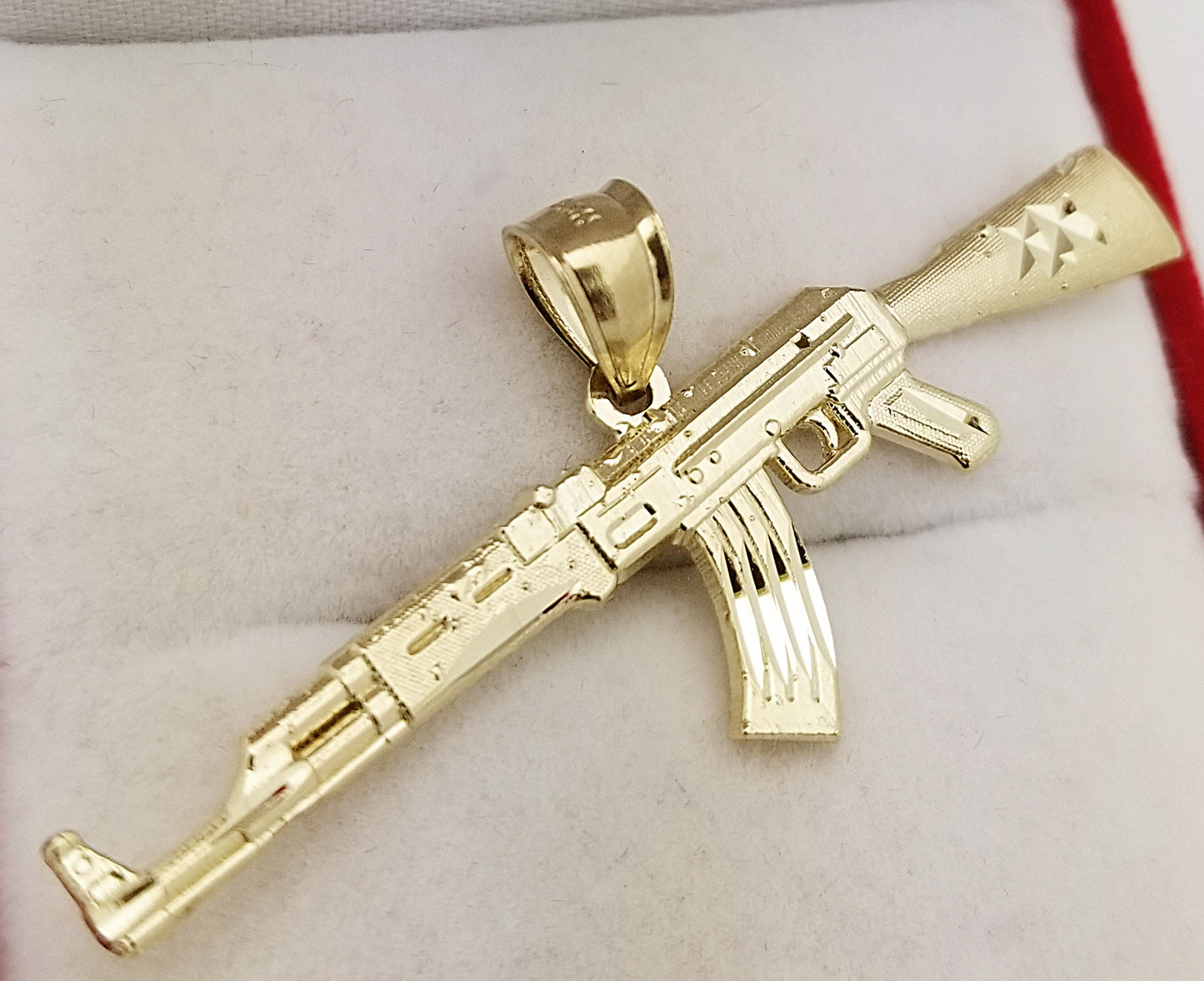 10k Yellow Gold AK 47 Pendant Gold Rifle Necklace Pendant Gun Charm