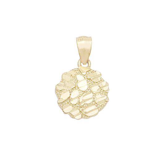 10k Yellow Gold Round Nugget Pendant Nugget Charm 12.5 mm(0.5 inch) Diameter