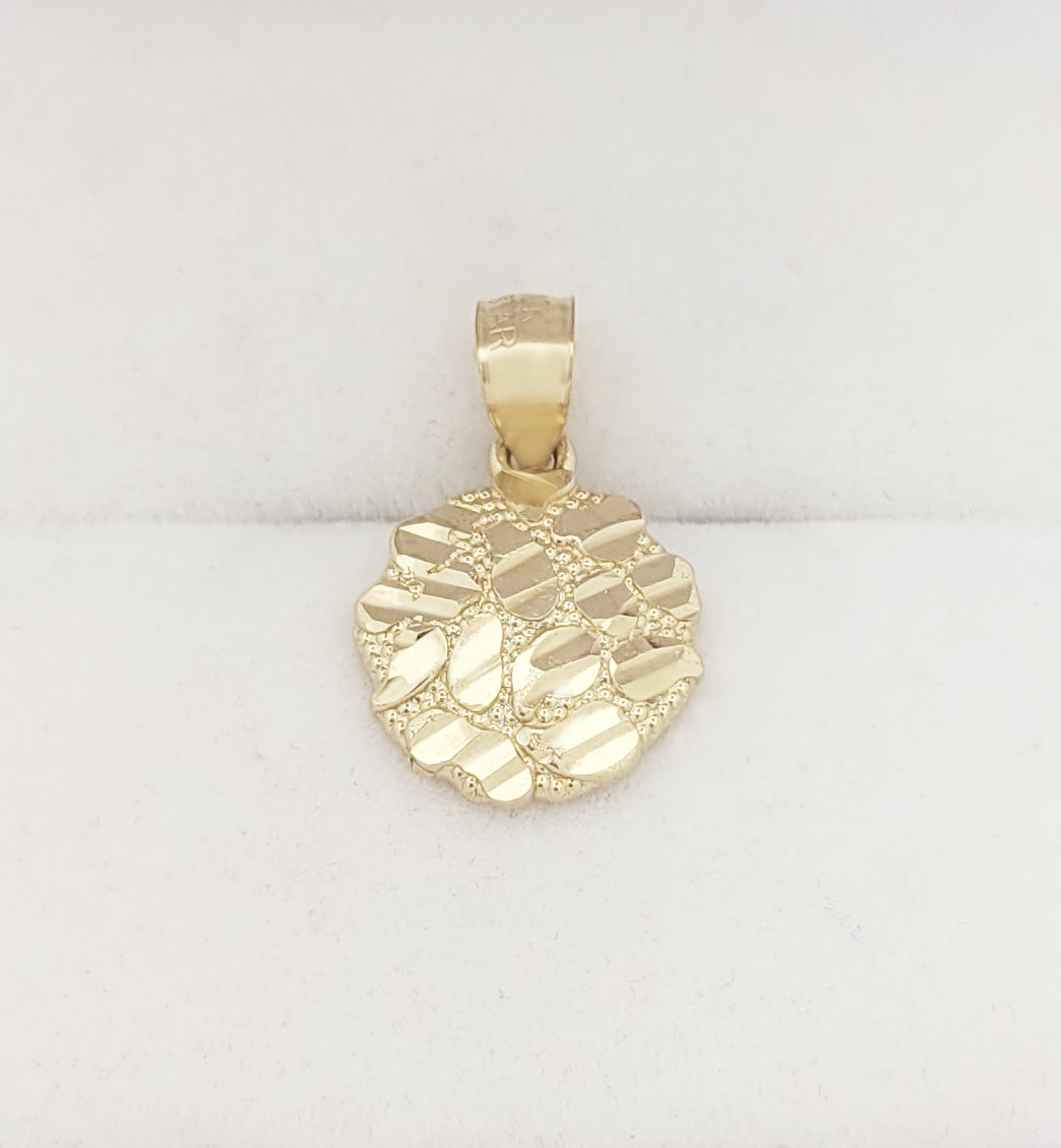 10k Yellow Gold Round Nugget Pendant Nugget Charm 12.5 mm(0.5 inch) Diameter