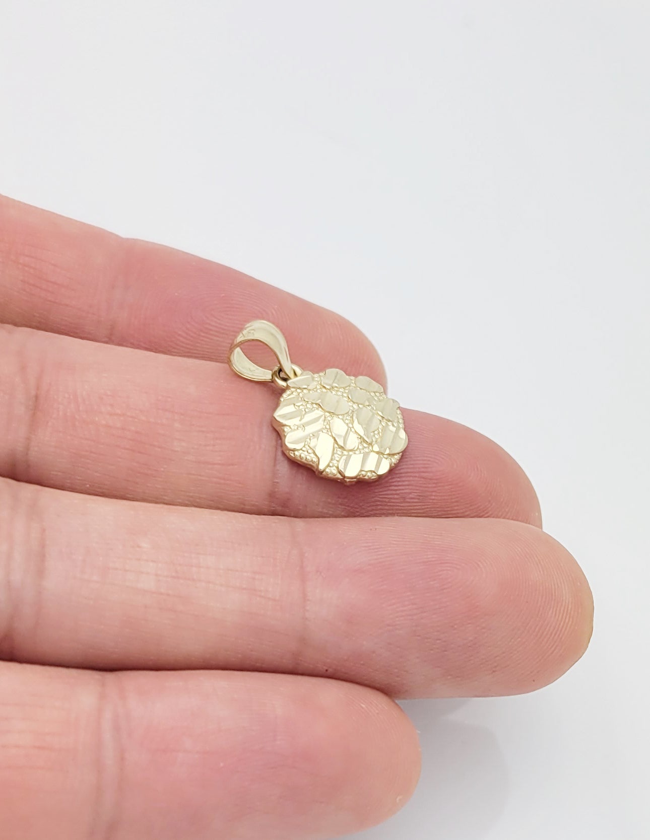10k Yellow Gold Round Nugget Pendant Nugget Charm 12.5 mm(0.5 inch) Diameter