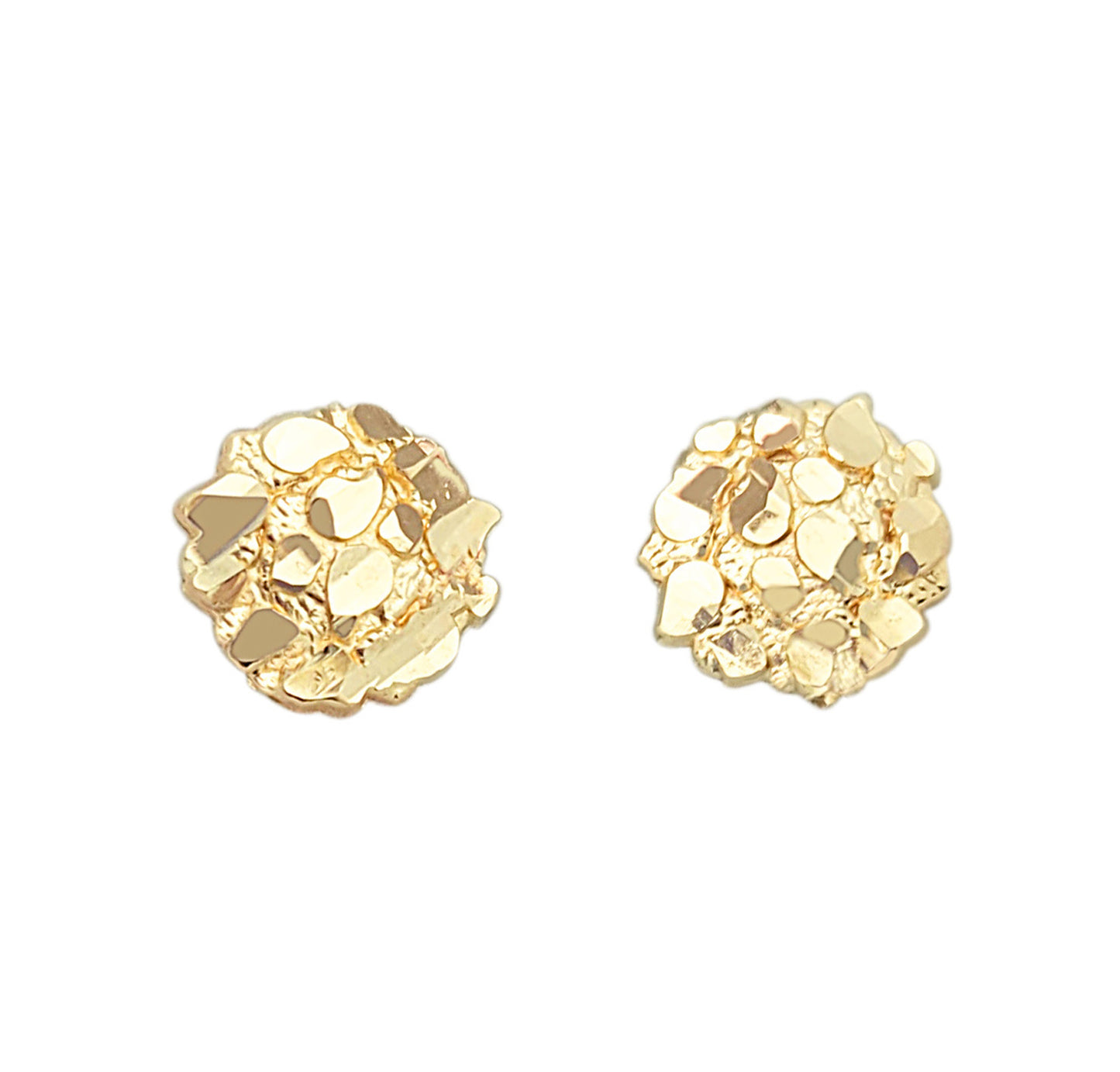 10K Yellow Gold Nugget Earrings Round Nugget 10 mm(0.4 inch)